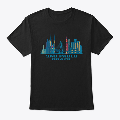 Sao Paulo Brazil Skyline Black T-Shirt Front