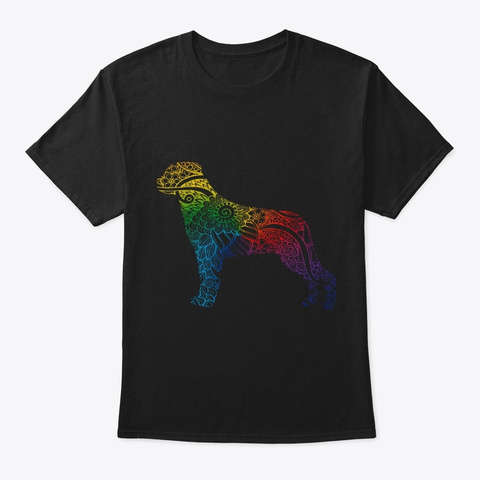 Rottweiler Mandala Black T-Shirt Front