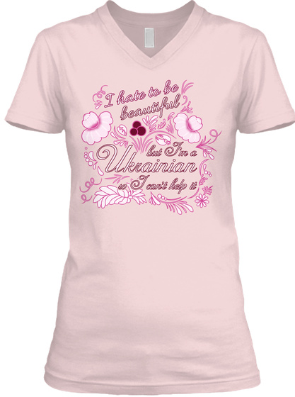 Beautiful Ukrainian (V Neck) (R) Pink T-Shirt Front