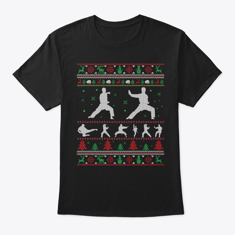 Taekwondo Merry Christmas Gift Ugly Black T-Shirt Front