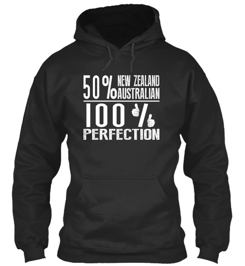 50% New Zealand Australia 100% Perfection Jet Black T-Shirt Front