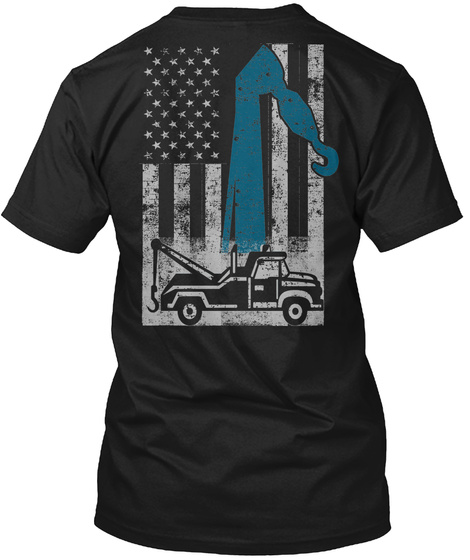 Tow Truck Flag (Amz) Black T-Shirt Back