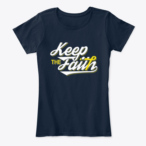 Childhood Cancer Awareness Keep Faith New Navy T-Shirt Front