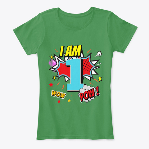1 Year Old 1st Birthday Boy Comic Kid  Kelly Green  T-Shirt Front
