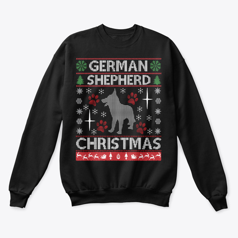 German Shepherd Christmas Jet Black T-Shirt Front