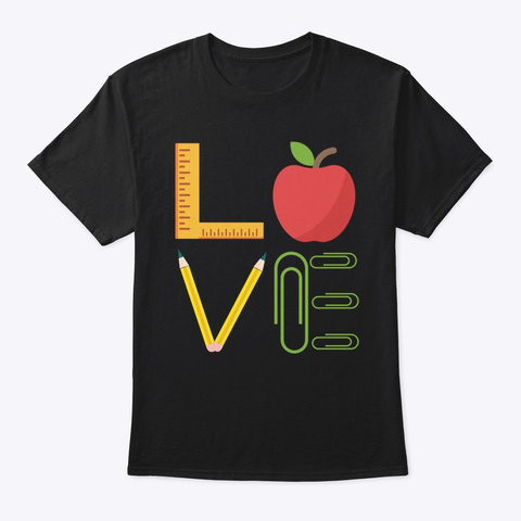 Cute Love School Teacher Teaching Apple Black áo T-Shirt Front