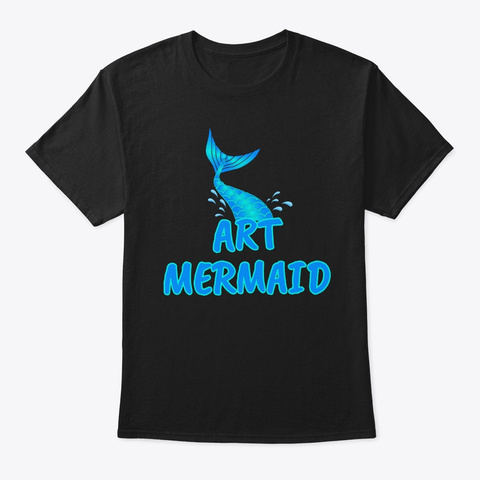 Art Mermaid Black T-Shirt Front