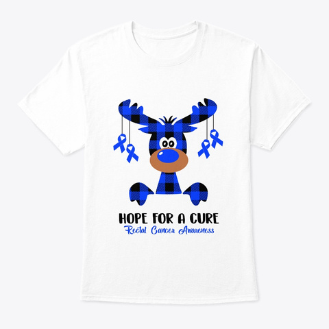 Reindeer Christmas Rectal Cancer Hope Cu White Camiseta Front
