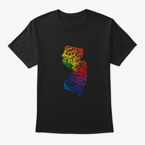 New Jersey Lace Pattern Black T-Shirt Front