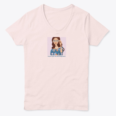 Vintage Girl Who Likes Being Smart Pale Pink  T-Shirt Front