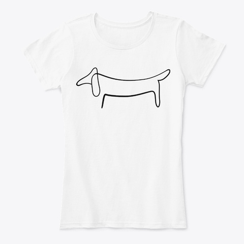 Picasso Dog Minimal Line Art White T-Shirt Front