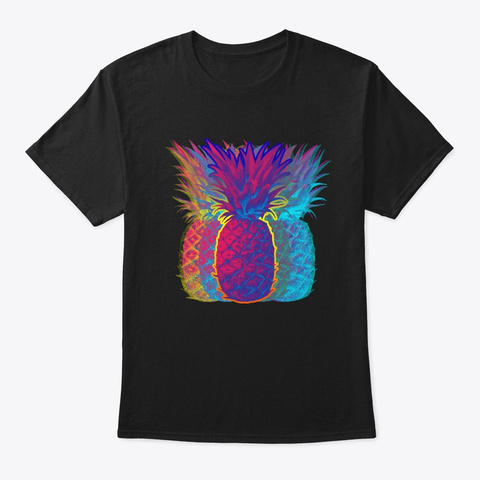 Pineapple Rave Funny Edm Colorful Shirt Black T-Shirt Front