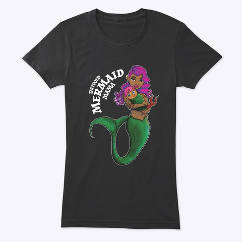 Tattooed Mermaid Mama Vintage Black T-Shirt Front