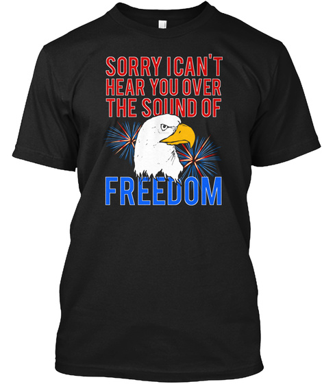 My Freedom America Guns Bald Eagles Fire Black T-Shirt Front