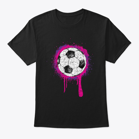 Soccer Art Graffiti Dripping Paint Shirt Black T-Shirt Front