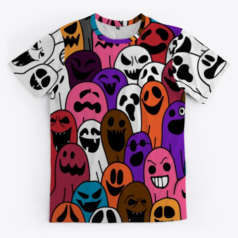 Boo Ghost Halloween Pattern Spooky Scary Standard T-Shirt Front