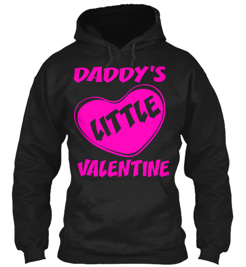 Daddy's Little Valentine Black T-Shirt Front