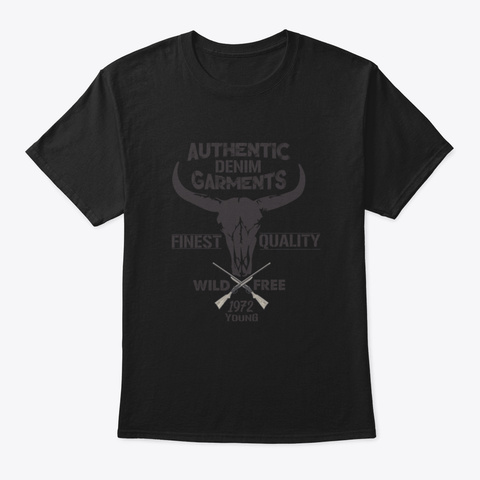 Authentic Denim Hunting Lover Gift Black T-Shirt Front