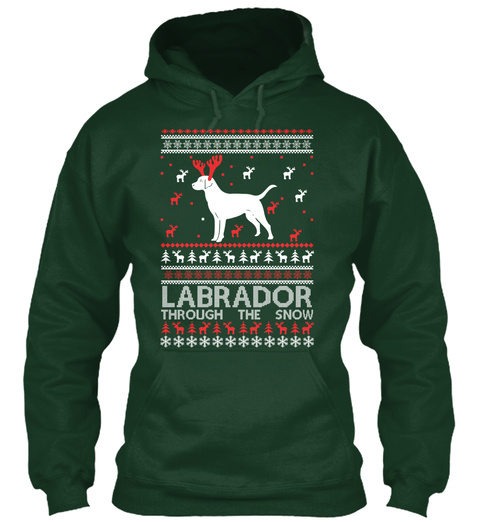 Labrador Through The Snow Forest Green T-Shirt Front