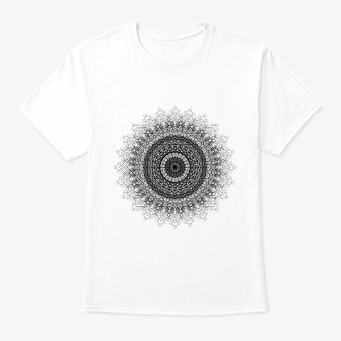 Sacred Geometry Geometric Mandala Black White T-Shirt Front