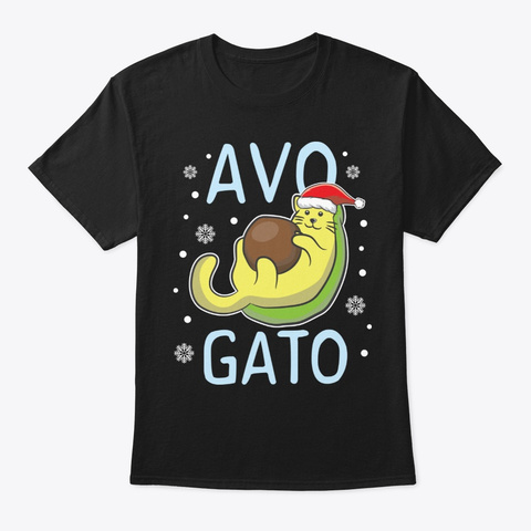 Cats Santa Cat Avocado Lover Avogato Black T-Shirt Front
