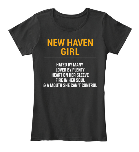 New Haven Ct Girl   Heart On Sleeve. Customizable City Black T-Shirt Front