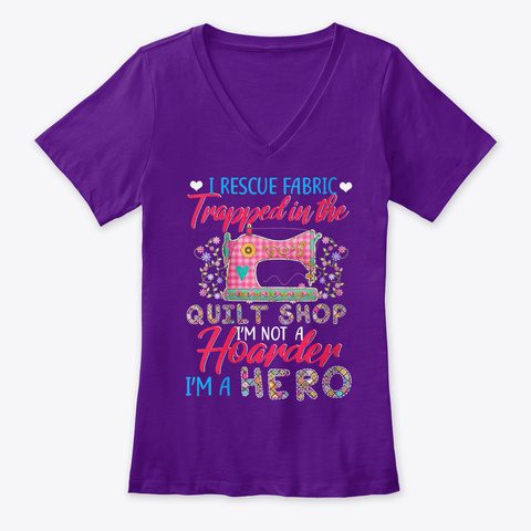 Womens I Rescue Fabric Trapped In The Team Purple  T-Shirt Front