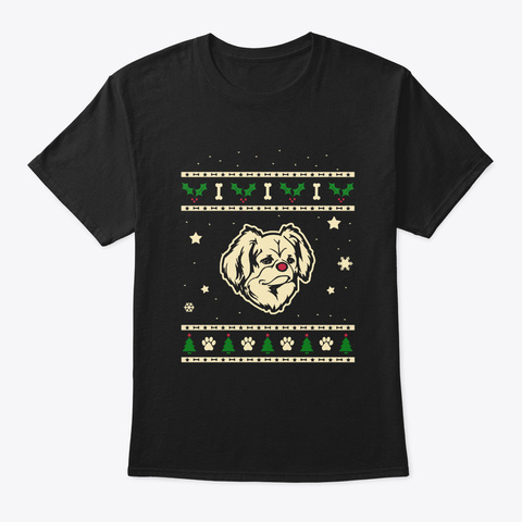 Christmas Tibetan Spaniel Gift Black T-Shirt Front