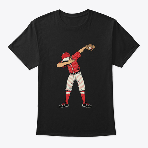 Dabbing Baseball Catcher Gift Shirt Kids Black Camiseta Front