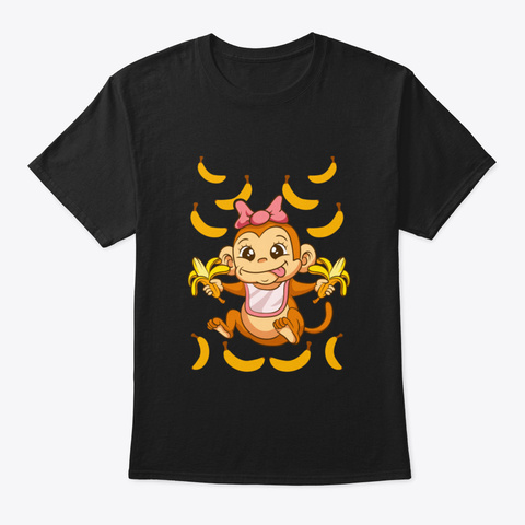 Baby Monkey Bananas Black T-Shirt Front