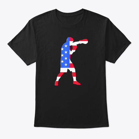 Funny Boxing American Flag Tee Usa Patri Black T-Shirt Front