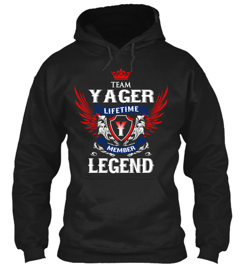 Team Yager Lifetime Member Legend Black T-Shirt Front
