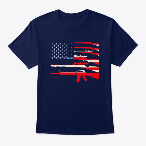 Usa Flag Guns Weapon Rifles 2 A Amendment Navy T-Shirt Front