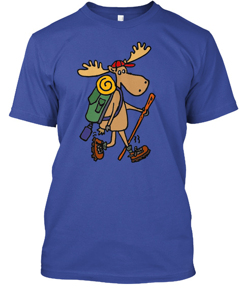 Funny Hiking Moose Deep Royal T-Shirt Front