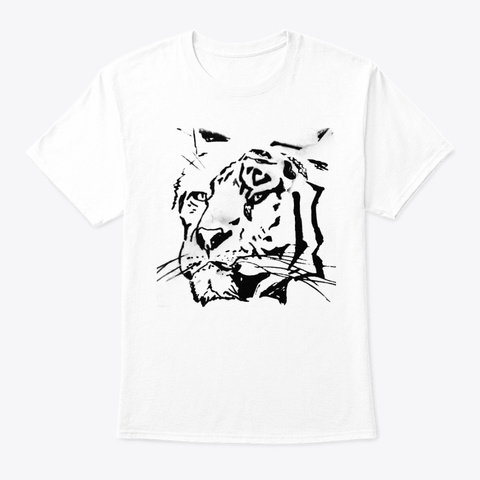 Hand Drawn Tiger White T-Shirt Front