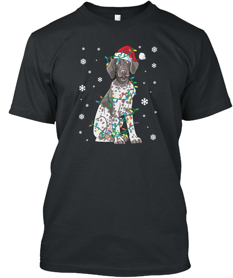 German Shorthaired Pointer Christmas Black T-Shirt Front