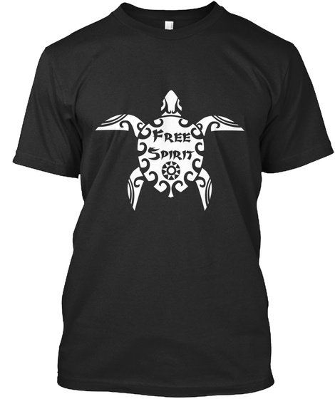 Free Spirit   Turtle T Shirt Black T-Shirt Front
