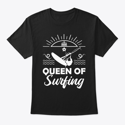 Queen Of Wind Surfing Black T-Shirt Front