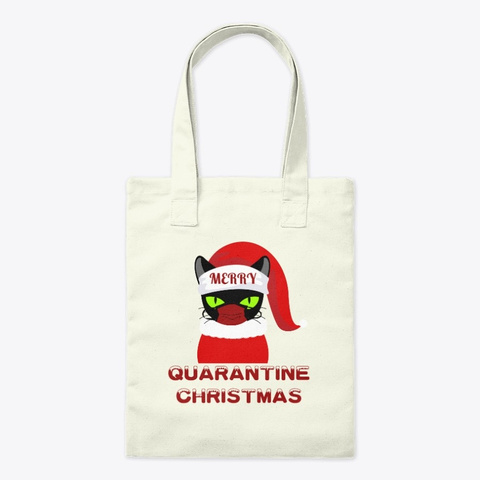 Merry Quarantine Christmas Black Cat  Natural T-Shirt Front