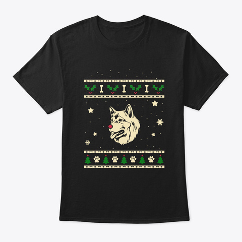 Christmas Alaskan Malamute Gift Black T-Shirt Front