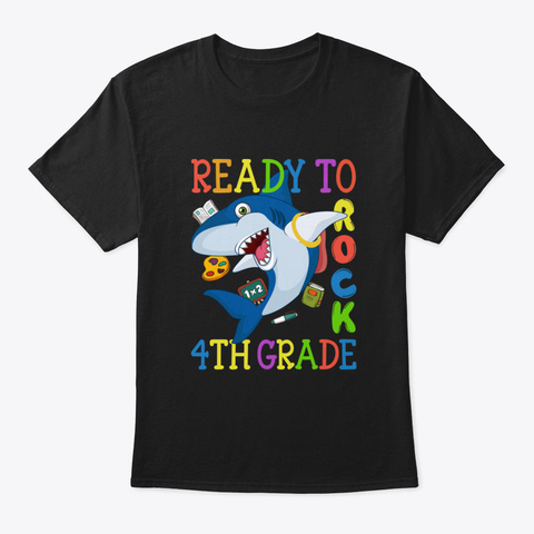 Dabbing 4 Th Grade Shark Back To School Black T-Shirt Front