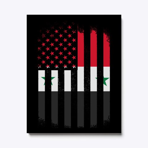 Syrian American Flag Heritage Canvas Art Black T-Shirt Front