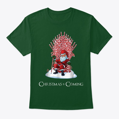 Santa Candy Cane Throne Funny Christmas Deep Forest T-Shirt Front