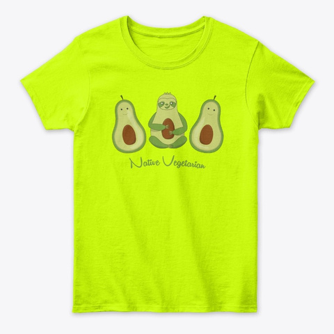 Sloth Avocado Vegetarian Vegan Gift Safety Green T-Shirt Front