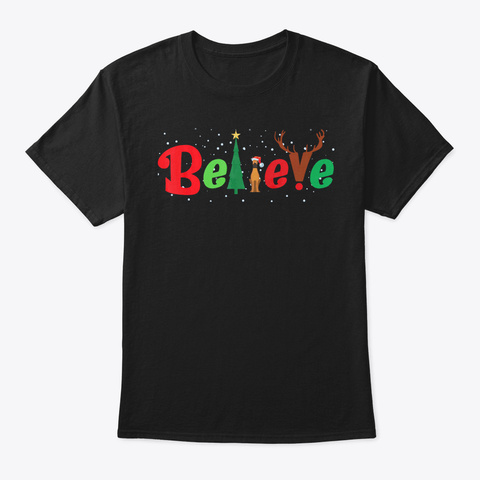 Believe Santa Great Dane Dog Xmas Costum Black T-Shirt Front