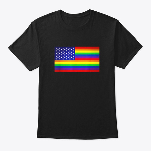Lgbt Rainbow American Flag T Shirt Black Kaos Front