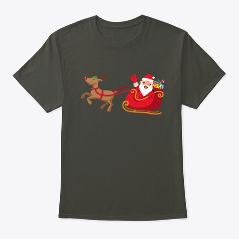 Santa In Sleigh Powered By Reindeer Smoke Gray T-Shirt Front