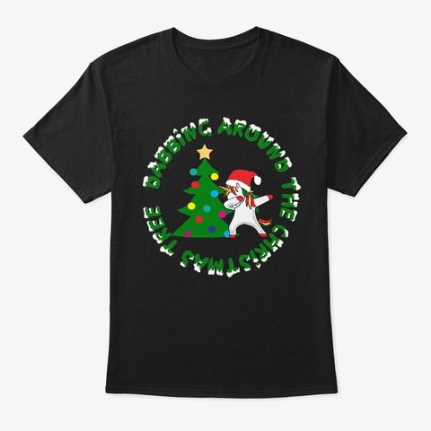 Dabbing Around The Christmas Tree Black T-Shirt Front