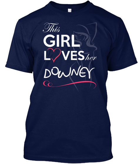 This Girl Loves Her Downey Navy T-Shirt Front