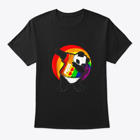 Panda Dab Shirt Pride Rainbow Dabbing Black T-Shirt Front